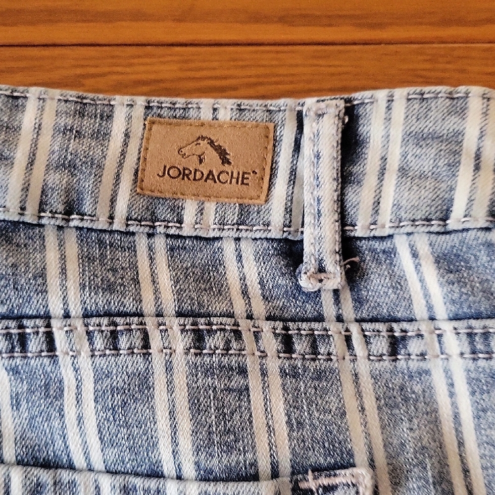 Jordache Blue and White Striped Jean Shorts